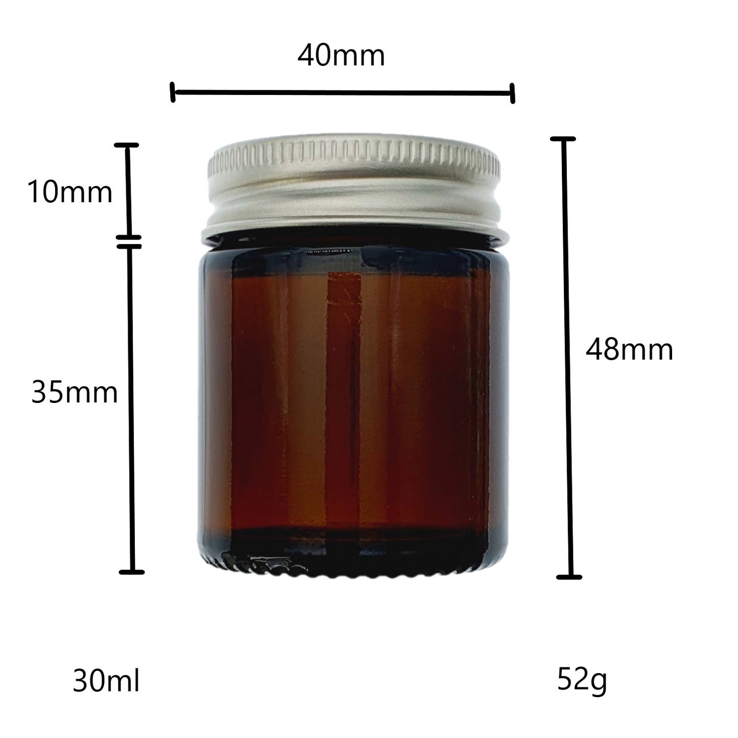 30ml Amber Brown Glass Jar with Brushed Aluminum Lid