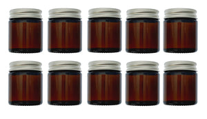 30ml Amber Brown Glass Jar with Brushed Aluminum Lid