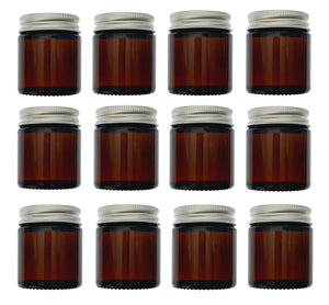 30ml Amber Brown Glass Jar with Brushed Aluminum Lid