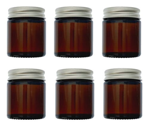 30ml Amber Brown Glass Jar with Brushed Aluminum Lid