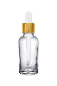 30ml Clear Glass Bottles with Gold/White Glass Pipettes