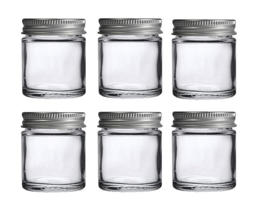 30ml Clear Glass Jar with Brushed Aluminum Lid