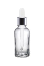 Load image into Gallery viewer, 30ml Clear Glass Bottles with Silver/White Glass Pipettes