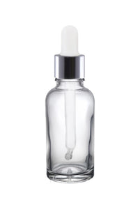 30ml Clear Glass Bottles with Silver/White Glass Pipettes