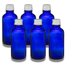 Load image into Gallery viewer, 50ml Blue Glass Bottles with Aluminum Lid