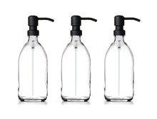 Load image into Gallery viewer, 500ml Clear Glass Soap Dispenser Bottles with Matt Black Metal Pump