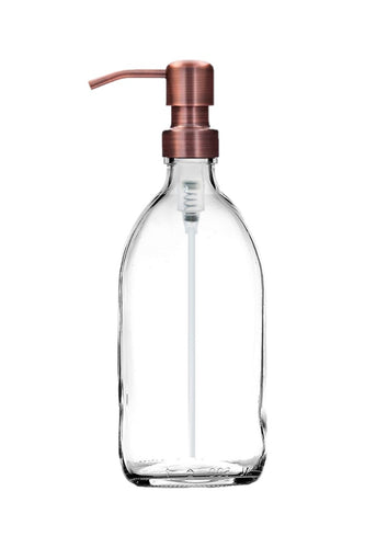 500ml Clear Glass Soap Dispenser Bottles with Copper Style Metal Pump