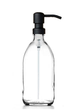 Load image into Gallery viewer, 500ml Clear Glass Soap Dispenser Bottles with Matt Black Metal Pump