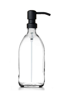 500ml Clear Glass Soap Dispenser Bottles with Matt Black Metal Pump