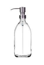 Load image into Gallery viewer, 500ml Clear Glass Soap Dispenser Bottles with Brushed Steel Metal Pump