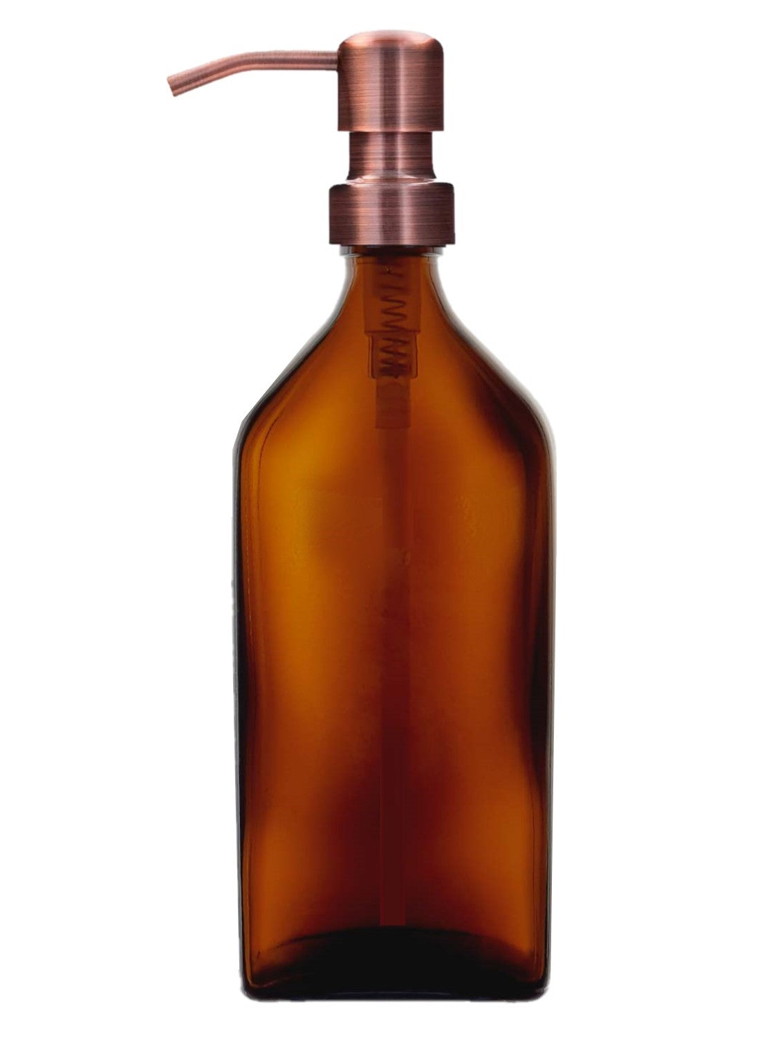 500ml Rectangular Amber Glass Soap Dispenser Bottles with Copper Style Metal Pump