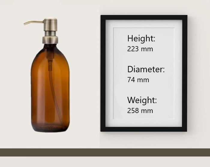 500ml Amber Glass Soap Dispenser Bottles with Brass Style Metal Pump