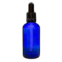 Load image into Gallery viewer, 50ml Blue Glass Bottles with Tamper Resistant Glass Pipettes