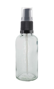 50ml Clear Glass Bottles with Black Treatment Pump and Clear Overcap