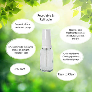 15ml Clear Glass Bottles with White Treatment Pump and Clear Overcap