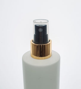 250ml White Plastic HDPE Bottle with Gold/Black Finger Spray