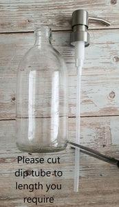 500ml Clear Glass Soap Dispenser Bottles with Brushed Steel Metal Pump