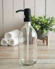 Load image into Gallery viewer, 500ml Clear Glass Soap Dispenser Bottles with Matt Black Metal Pump