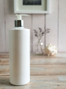 500ml White "Mrs Hinch" Style Plastic Bottles with 24mm 410 Silver/Natural Lotion Pump