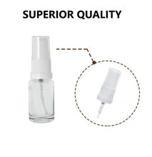 Load image into Gallery viewer, 10ml Clear Glass Bottles with White Treatment Pump with Clear Overcap