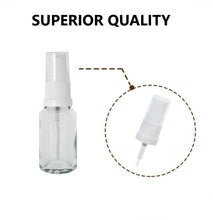 Load image into Gallery viewer, 15ml Clear Glass Bottles with White Treatment Pump and Clear Overcap