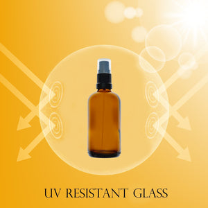 100ml Amber Glass Bottles with Black Atomiser Spray and Clear Overcap