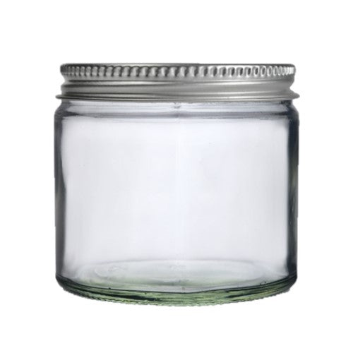 250ml Clear Glass Jar with Brushed Aluminum Lid