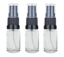 Load image into Gallery viewer, 10ml Clear Glass Bottles with Black Atomiser Spray and Clear Overcap