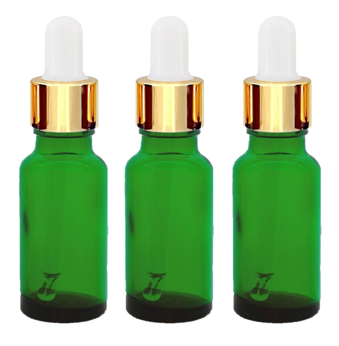 20ml Green Glass Bottles with Gold/White Glass Pipettes