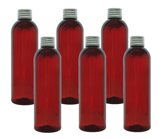 200ml Tall Amber Plastic Bottles with 24mm 410 Aluminum Lid