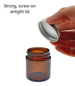 30ml Amber Brown Glass Jar with Brushed Aluminum Lid