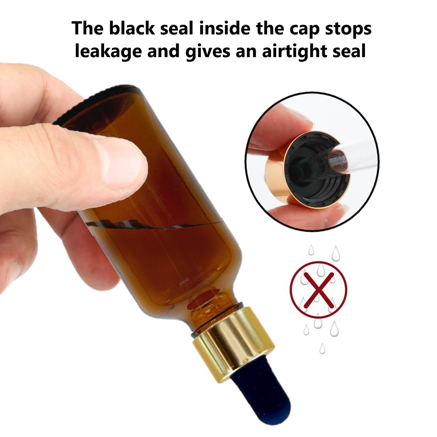 30ml Amber Glass Bottles with Gold/Black Glass Pipettes