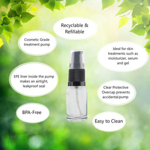 10ml Clear Glass Bottles with Black Treatment Pump with Clear Overcap