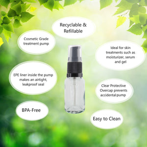 15ml Clear Glass Bottles with Black Treatment Pump and Clear Overcap