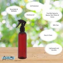 Load image into Gallery viewer, 200ml Tall Amber Plastic PET Bottle with 24mm 410 Black Trigger Spray