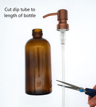 Load image into Gallery viewer, 300ml Amber Glass Soap Dispenser Bottles with Copper Style Metal Pump