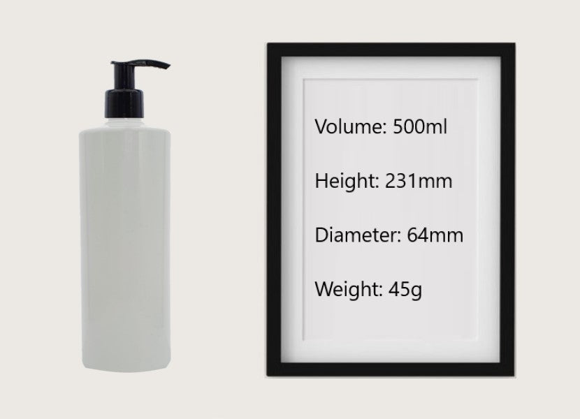 500ml White "Mrs Hinch" Style Plastic Bottles with 24mm 410 Black Lotion Pump