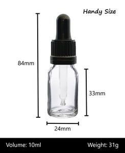 10ml Clear Glass Bottles with Tamper Resistant Glass Pipettes