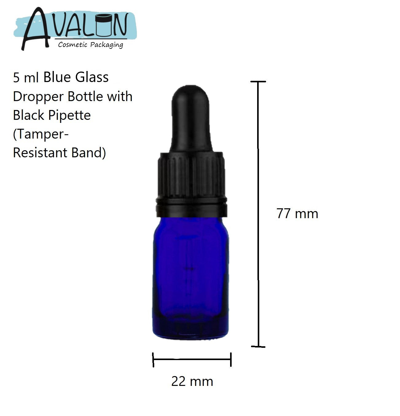 5ml Blue Glass Bottles with Tamper Resistant Glass Pipettes