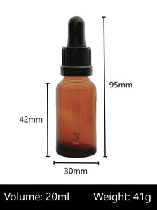 20ml Amber Glass Bottles with Tamper Resistant Glass Pipettes