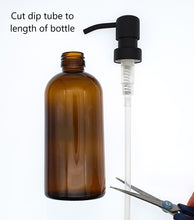 Load image into Gallery viewer, 300ml Amber Glass Soap Dispenser Bottles with Matt Black Metal Pump