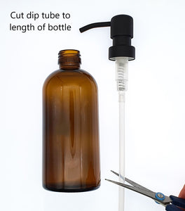 300ml Amber Glass Soap Dispenser Bottles with Matt Black Metal Pump