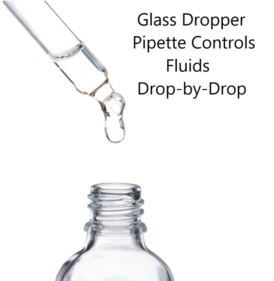 30ml Clear Glass Bottles with Silver/White Glass Pipettes