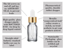 Load image into Gallery viewer, 10ml Clear Glass Bottles with Gold/White Glass Pipettes