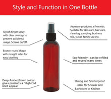 Load image into Gallery viewer, 200ml Tall Amber Plastic PET Bottle with 24/410 Black Finger Spray