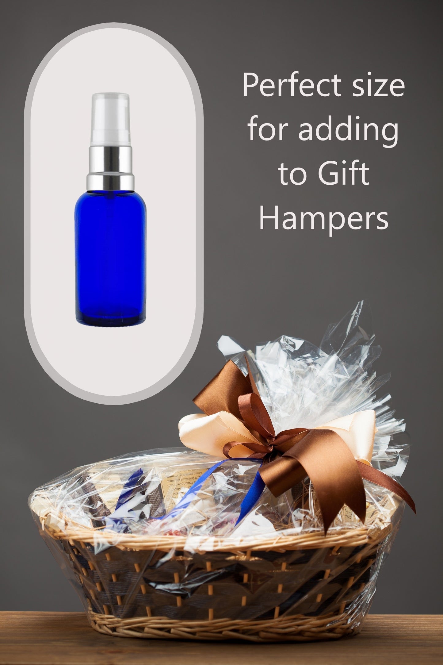 30ml Blue Glass Bottles with Silver/White Treatment Pump and Clear Overcap