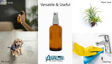 Load image into Gallery viewer, 100ml Amber Glass Bottles with White Atomiser Spray and Clear Overcap