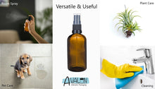 Load image into Gallery viewer, 100ml Amber Glass Bottles with Black Atomiser Spray and Clear Overcap