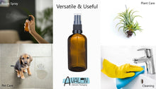 Load image into Gallery viewer, 100ml Amber Glass Bottles with Black Atomiser Spray and Clear Over Cap