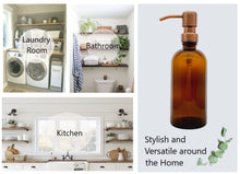 Load image into Gallery viewer, 300ml Amber Glass Soap Dispenser Bottles with Copper Style Metal Pump